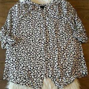 Lane Bryant Heart Print Blouse Split Back 18/20